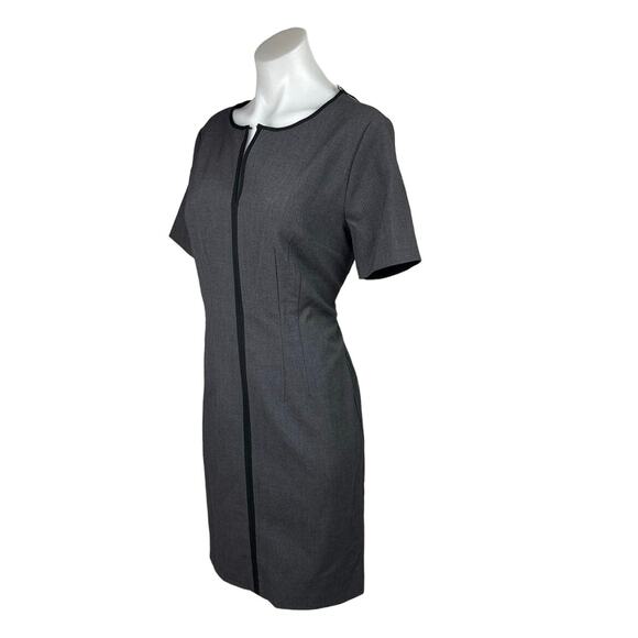 NEW Tahari $118 Gray Black Short Sleeve Zip Work Career Mini Sheath Dress Sz 8 - Picture 4 of 11